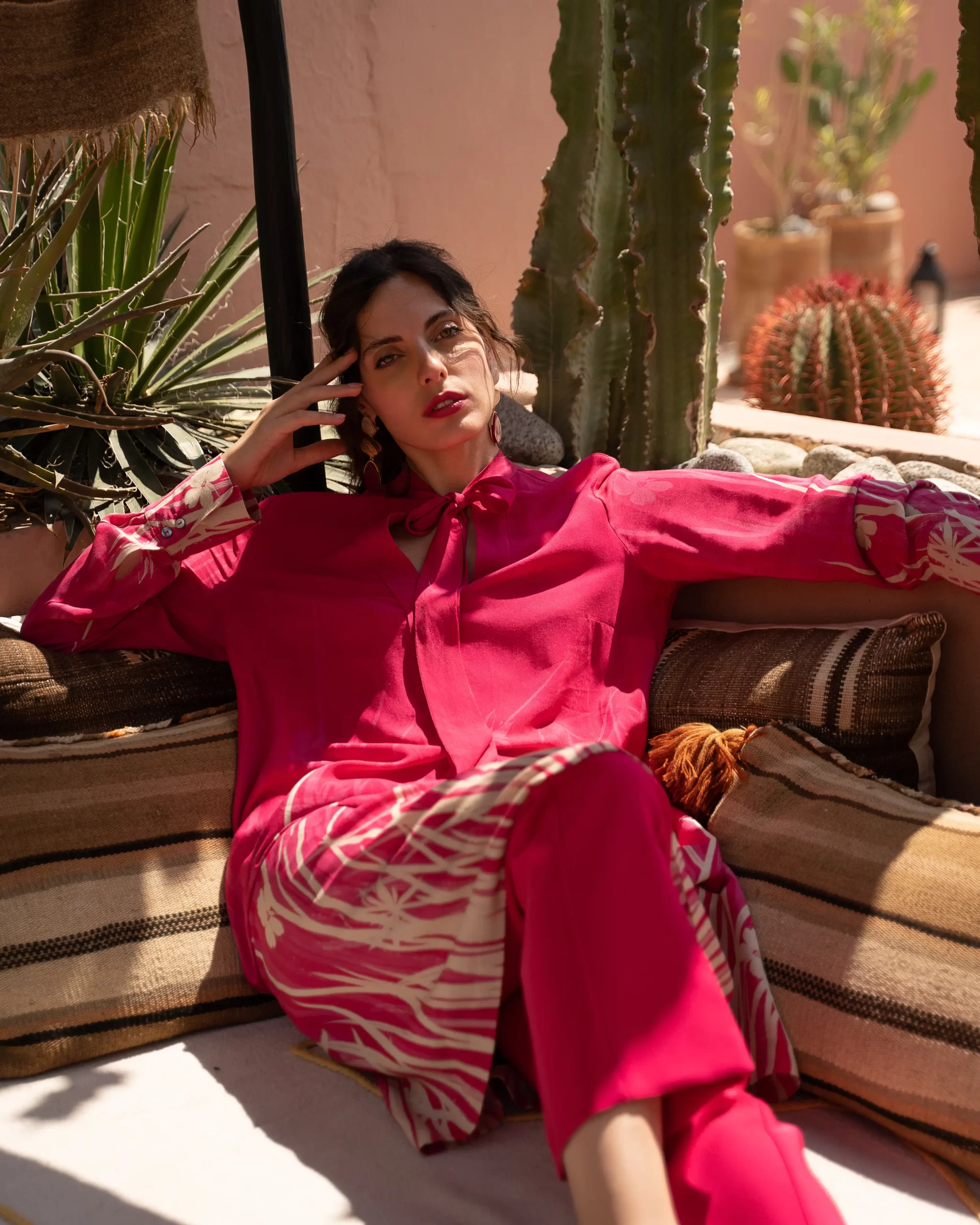 A woman posing for Elena Miro campaign