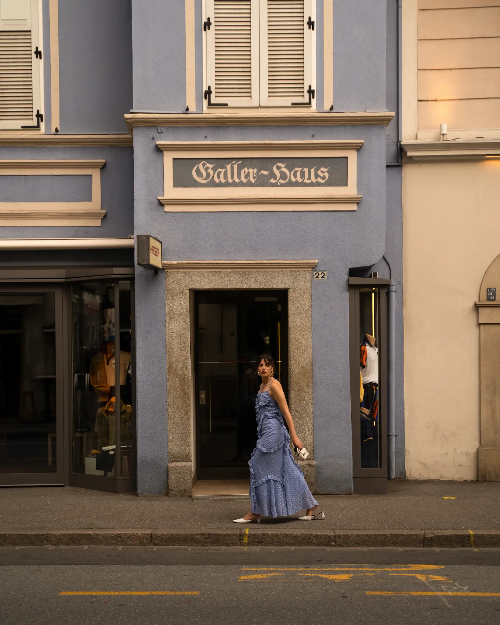 A woman walking in Merano